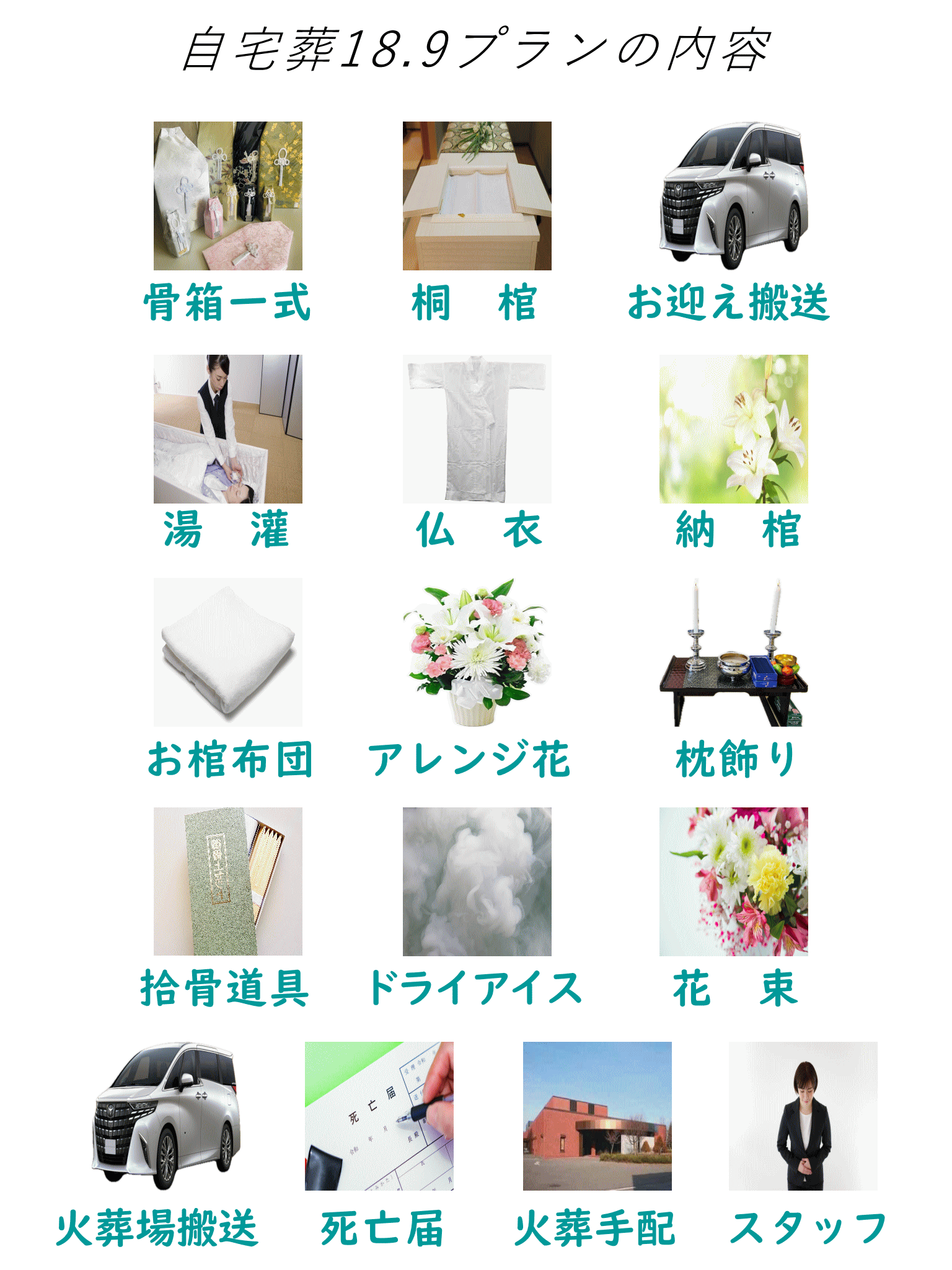 自宅葬18.9に下記全て含まれています。