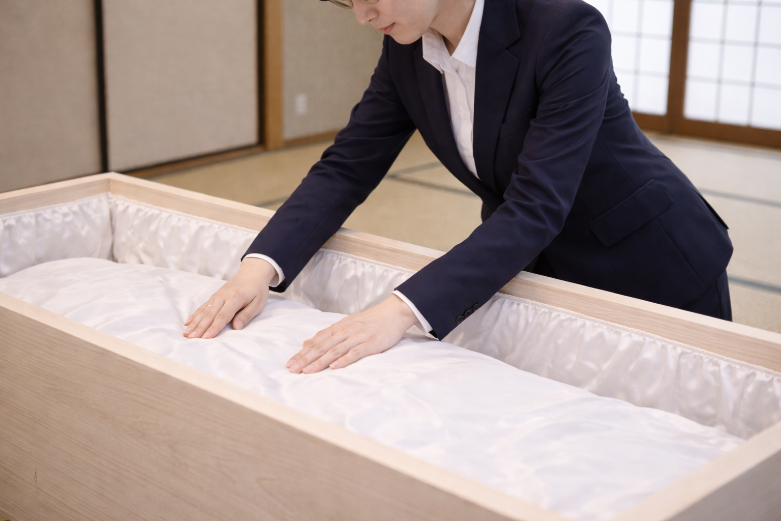 火葬に向けて納棺